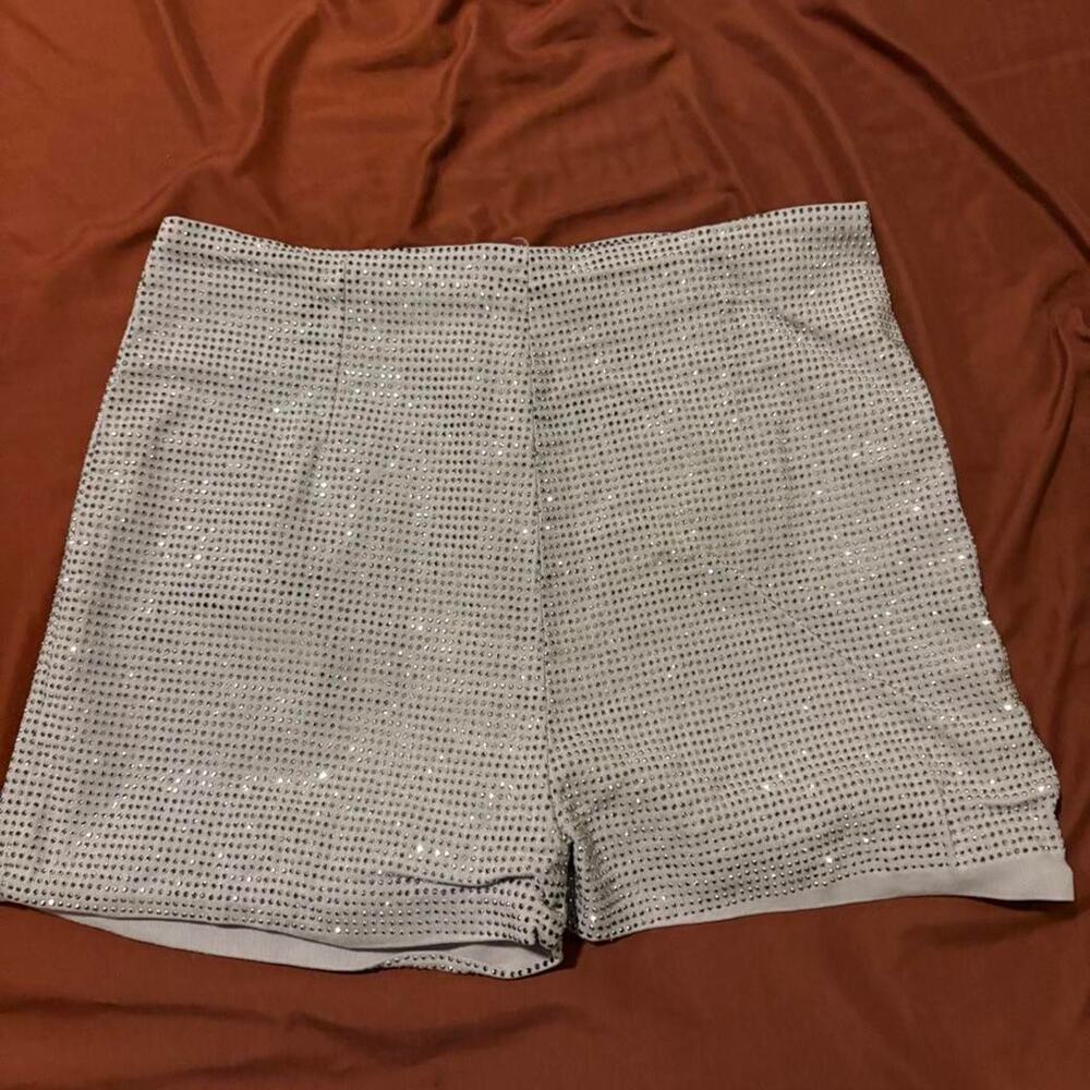 Silver sequin shorts